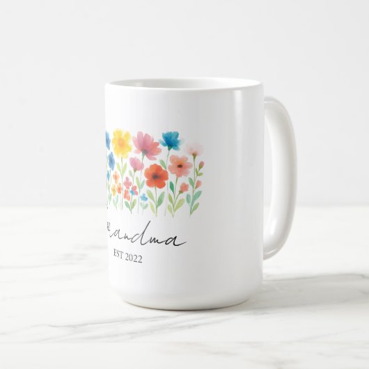 Oma Wildflower Mok | Aangepaste set. Year- (Voorkant rechts)