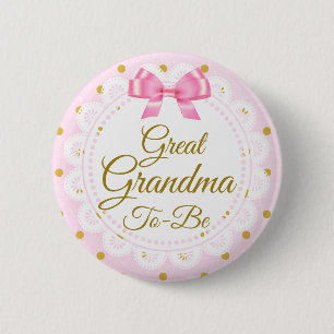 Oma wordt Baby shower roze en gouden Button