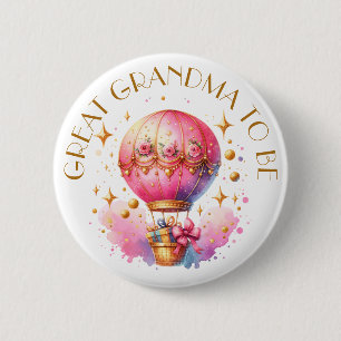 Oma wordt Baby shower van hete luchtballonnen Ronde Button 5,7 Cm