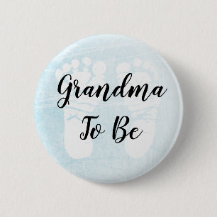 Oma wordt Blue Footprints Baby shower Ronde Button 5,7 Cm