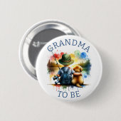 Oma wordt Boy's Gevist Baby shower Button (Voorkant /achterkant)