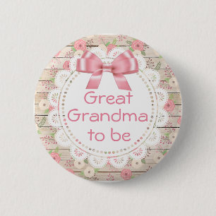 Oma wordt Pink Bow Baby shower Button