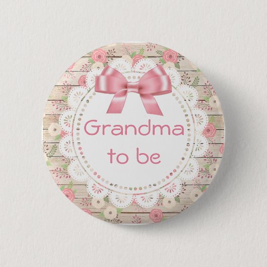 Oma wordt Tan en Pink Bow Baby shower Button (Voorkant)