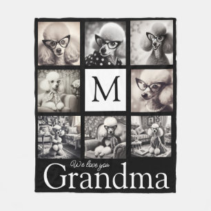 Oma Zwart en Wit 8 Foto Collage Fleece Deken