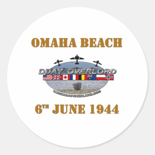 Omaha Beach 6th June 1944 Ronde Sticker (Voorkant)
