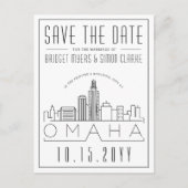 Omaha bruiloft | Gestileerde skyline De datum opsl Briefkaart (Voorkant)