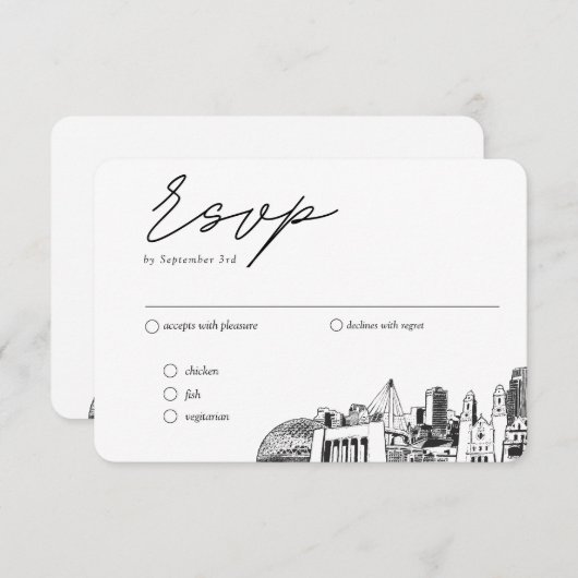 Omaha Bruiloft Traditionele RSVP Maaltijden Opties Informatiekaartje (Voorkant / Achterkant)