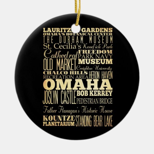 Omaha City of Nebraska State Typography Art Keramisch Ornament (Voorkant)