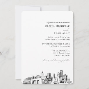 Omaha Mariage Élégant Skyline Invitation