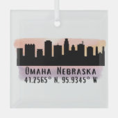 Omaha NE City Skyline Glass Ornament (Voorkant)