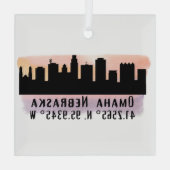 Omaha NE City Skyline Glass Ornament (Achterkant)