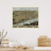 Omaha Nebraska 1868 Antiek Panoramische Kaart Poster (Keuken)