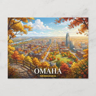 Omaha Nebraska Anime Reis Herfst Stadsgezicht Briefkaart