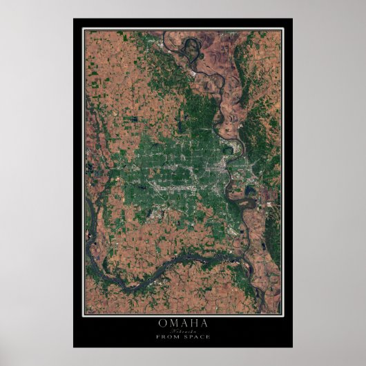 Omaha Nebraska Satellite Poster Map (Voorkant)