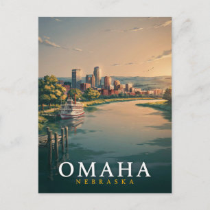 Omaha Nebraska Schitterende Stadslijn Kunst Briefkaart