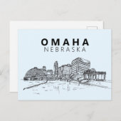 Omaha Nebraska Skyline Downtown Modern Briefkaart (Voorkant / Achterkant)