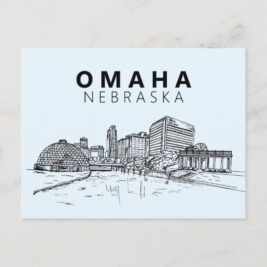Omaha Nebraska Skyline Downtown Modern Briefkaart (Voorkant)