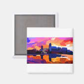Omaha Nebraska Skyline Golden Sunset Magneet (Voorkant / Achterkant)