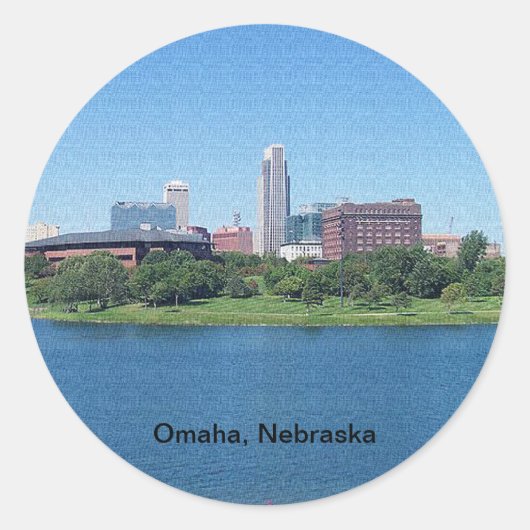 Omaha, Nebraska Skyline op Canvas Ronde Sticker (Voorkant)