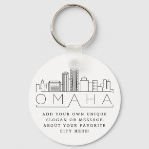 Omaha, Nebraska Stylized Skyline Aangepaste slog Sleutelhanger