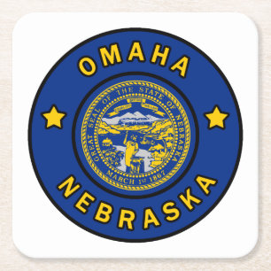 Omaha Nebraska Vierkante Kartonnen Onderzetter