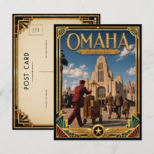 Omaha Nebraska Vintage Art Deco Gouden Tijdperk Briefkaart