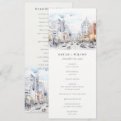 Omaha Nebraska Watercolor Scape Wedding Program Kaart (Voorkant / Achterkant)
