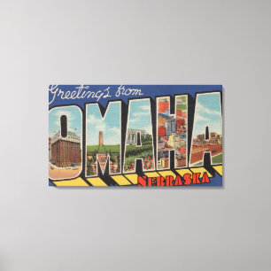 Omaha, NebraskaLarge Letter ScenesOmaha, NE 2 Canvas Afdruk