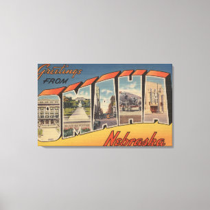 Omaha, NebraskaLarge Letter ScenesOmaha, NE Canvas Afdruk