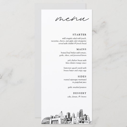 Omaha Skyline Modern Mariage Diner Menu (Devant / Derrière)