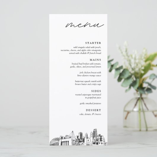 Omaha Skyline Modern Mariage Diner Menu (Debout devant)