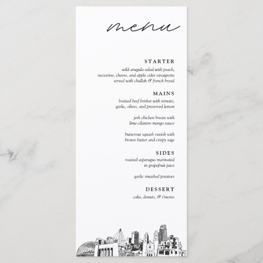 Omaha Skyline Modern Mariage Diner Menu (Devant)
