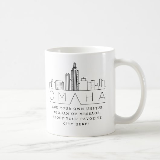 Omaha Stylisé Skyline | Mug café Slogan personnali (Droite)