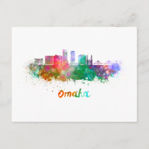 Omaha V2 skyline in waterverf Briefkaart