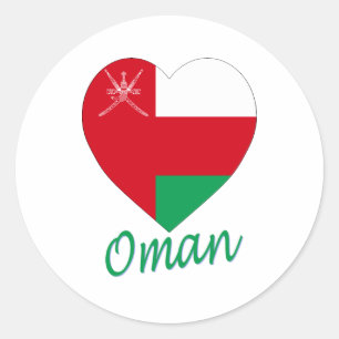 Oman Flag Heart Ronde Sticker