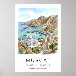 Oman Hoofdstad Muurkunst Rustige Haven Uitzicht Poster