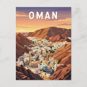 Oman Illustratie Reis Kunst Vintage Briefkaart