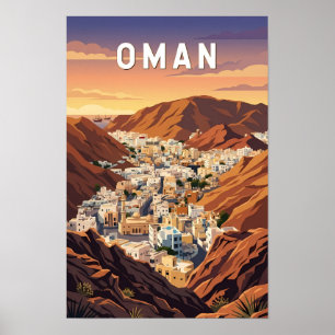Oman Illustratie Reis Kunst Vintage Poster
