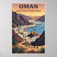 Oman Landschap Illustratie Reis Kunst Vintage