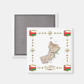 Oman Map + Flags Magnet Magneet (Voorkant / Achterkant)