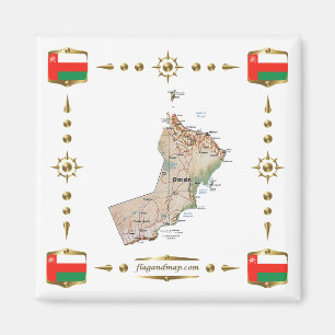 Oman Map + Flags Magnet Magneet