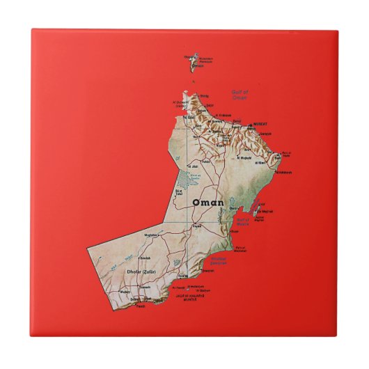 Oman Map Tile Tegeltje (Voorkant)