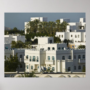 Oman, Muscat, Qurm. Gebouwen van Qurm gebied / Poster