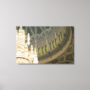 Oman, Muscat, Sultan Qaboos moskee Canvas Afdruk