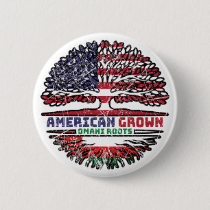 Oman Omani American Tree Roots Flag Ronde Button 5,7 Cm