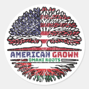 Oman Omani American Tree Roots Flag Ronde Sticker