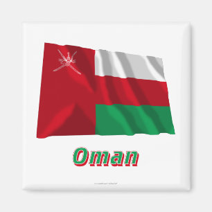 Oman zwaaiende vlag met naam magneet