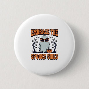 Omarm de griezelige sfeer Ghost Halloween Shirt_1 Ronde Button 5,7 Cm