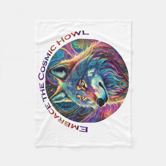 Omarm de Kosmische Howl Wolf Fleece Deken (Voorkant)