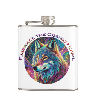 Omarm de Kosmische Howl Wolf Heupfles